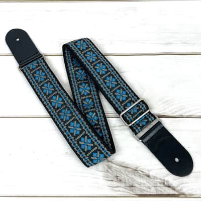 Walker & Williams H-13-M Vintage Series Woven Hootenanny Hippie Strap Blue & Grey image 5