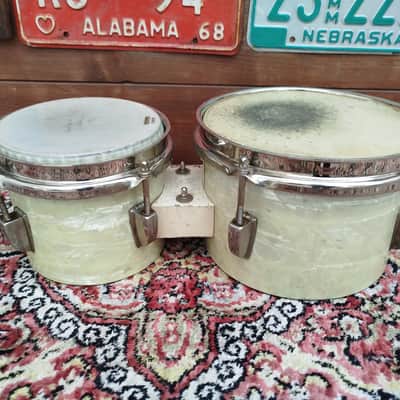 WFL 6" & 8" Bongales 1940s, White Marine Pearl. Vintage. image 3
