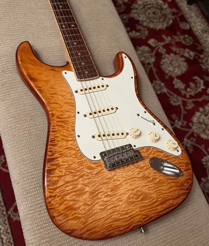 Fender American Select Stratocaster Exotic Quilt Rosewood Channel Neck2014 - Iced Tea Burst image 1