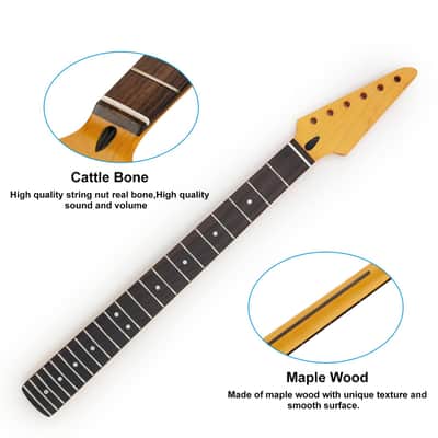 22-fret ST Yellowish Matte Electric Guitar Neck Canadian Maple,Cow Bone Nut image 3