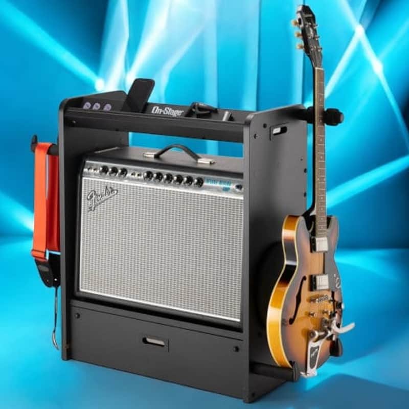 On-Stage GWS5000B Guitar Workstation – Black | GWS5000B Guitar Stand & Workstation image 1