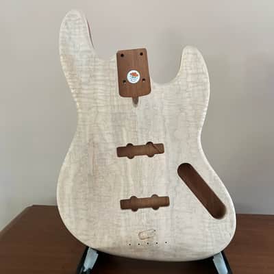 high end Offset Bass Body Unfinished Deep Curly Maple Top / Walnut Accent/ Solid One-piece Mahogany Back- limited Luthier Supply R2 image 19