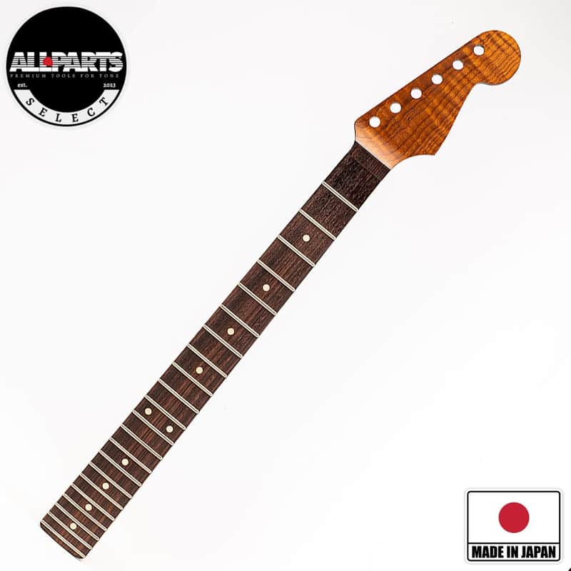 Allparts Select "Licensed by Fender®" AAA+ Roasted Flame Maple "VIN-MOD" Replacement Neck for Stratocaster® - Thin Poly Finish - 12" Radius Rosewood Fretboard - Floyd Nut Slot