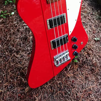 BURNY TB-70 Thunderbird Active Bass Japan circa 1987 in Fire Red with FGI Pickups image 2
