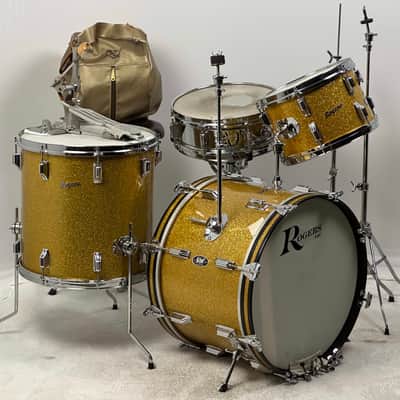 Rogers 20/12/16" Cleveland-Era Holiday Drum Set - VIDEO Gold Sparkle "Headliner" Outfit w/ 5x14" Powertone image 3