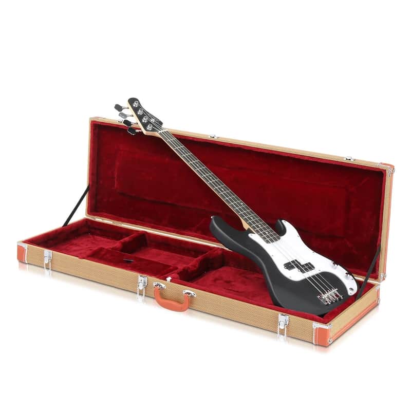 Aftermarket Tweed Bass Guitar Hard Case Standard Electric Bass Guitars Hardshell Case Key Surface image 1