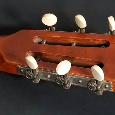 Dazzling 1927 Harmony Supertone Artist parlor guitar, rare 14” body, all orig, koa, orig case. image 11