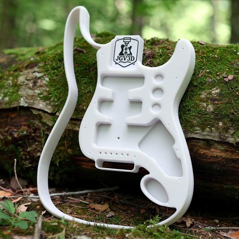 JGV3D | 3D Printed S-Style Guitar Body | One-Piece PLA+ | Fully Routed SSH | Right Handed | White | Fully Hollow image 1