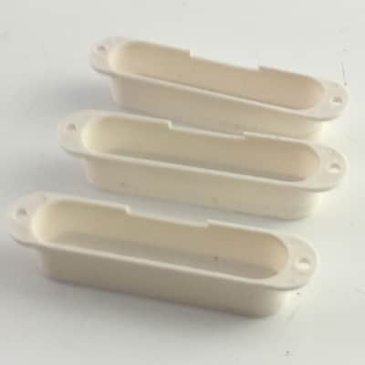 3 Genuine Fender Squier Vintage Strat Pickup Covers Electric Relic Aged White image 10