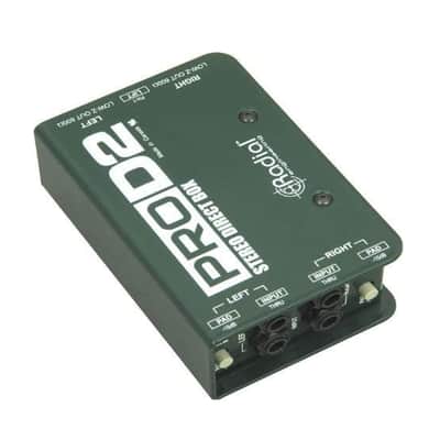 Radial ProD2 Passive 2 Channel Instrument Direct Box Passive Stereo DI with Isolation Transformer, 15dB Pad and Lift Switch with Microphone Cable and Instrument Cable image 4