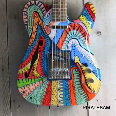 Squier Affinity Telecaster Thinline Custom Art Guitar " Blues Man Coop " image 3