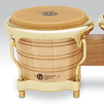 LP LP201AX-2AW 7-1/4-inch and 8-5/8-inch Generation II Bongos - Natural with Gold Hardware image 4