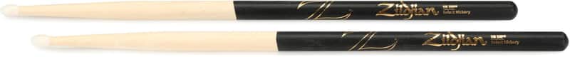 Zildjian Hickory Dip Series Drumsticks - 5B - Nylon Tip - Black (2-pack) Bundle image 1