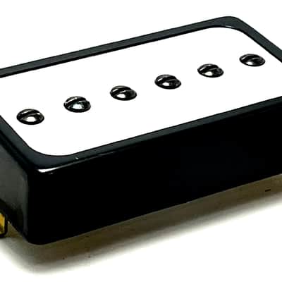 Dragonfire H90 Humbucker Sized/Cased Single Coil P90 Style Bridge Pickup, Black Ring w/ White Inlay image 2