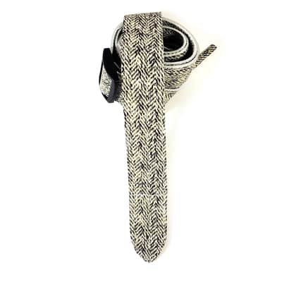 Tweed Leather Ukulele Strap - Black White Tweed Ukulele Strap -Handmade -White Leather Ukulele Strap - Button Ukulele Strap image 3