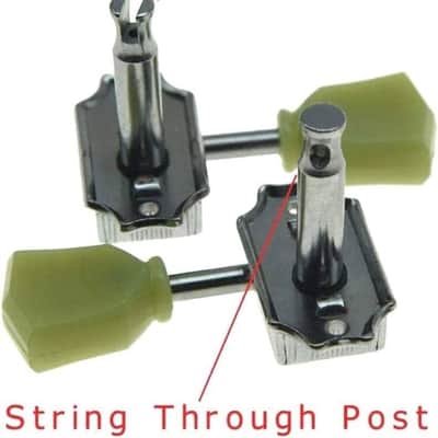 Nickel with Vintage Button 3x3 Deluxe Vintage Tuners Guitar Tuning Keys Machine Heads with Plastic Keystone Buttons for Les Paul/SG/ES, (K1948) image 3