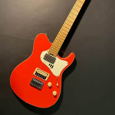 ESP Custom Shop Throbber made in Japan, semi acoustic Telecaster type guitar light Fiesta Red image 1