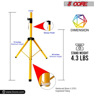 5 Core Speaker Stand Height Adjustable PA DJ Tripod Studio Monitor Stands w 35mm Compatible Insert image 5