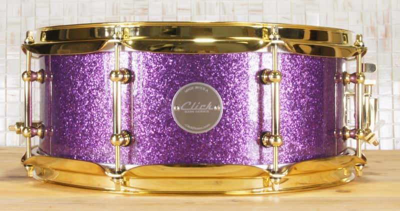 Click Icon Snare Drum 5.5x13 10ply Maple Purple Sparkle image 1
