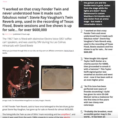 STEVIE RAY VAUGHAN's MAIN Recording and Live Amplifier - 1967 Fender Twin Reverb Electro Voice SRO image 9
