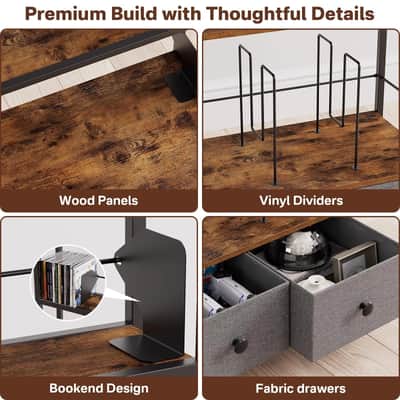 6-Tier Vinyl Record & Media Storage Rack – CDs, DVDs, LPs & Drawers image 5