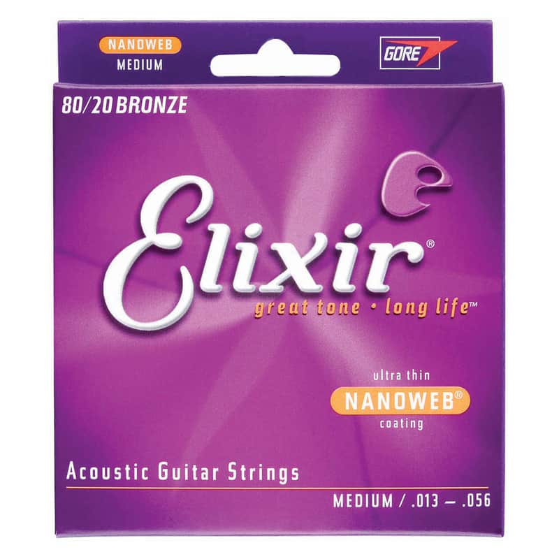 Immagine Elixir 11102 Nanoweb 80/20 Bronze Acoustic Guitar Strings - Custom Medium (13-56) - 1