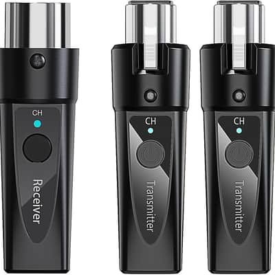 Wireless XLR Microphone System – 2 Transmitters & 1 Receiver – Dual-Input Wireless Mic Kit for Dynamic & Condenser Mics (Phantom Under 24V) – Low Latency, 4-Channel Digital (2.4 GHz) image 1