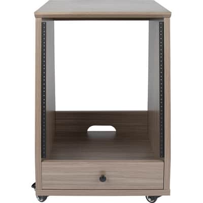 Gator Elite Furniture Series 12U Angled Studio Rack with Locking Casters Driftwood Grey Finish image 2