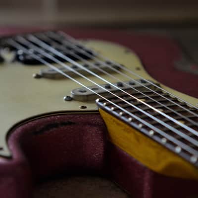 American Fender Stratocaster Relic Custom Nitro Pink Sparkle HSS CS Texas Specials image 9
