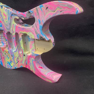 Wild swirled Poplar 6 string Jem style guitar body, HSH, AANJ, front route- RB218 image 6