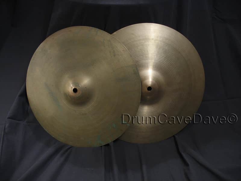 14" VINTAGE ZILDJIAN NEW BEAT HI HAT CYMBALS, HOLLOW LOGO, DEMO VIDEO! image 1
