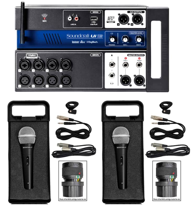 Soundcraft Ui12 12 Input Digital Mixer w/Wifi+App Control+Recording+Mics+Cables image 1