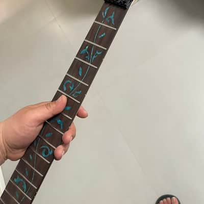 24 Frets Electric Guitar Neck, Rosewood fingerboard Maple Neck, Black Reverse Headstock,Blue Tree of Life Inlay, Locking Nut Ready image 2