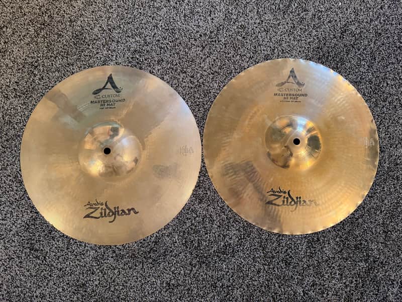 Zildjian 14" A Custom Mastersound Hi-Hat Cymbals (Pair) 1999 - Present - Brilliant image 1