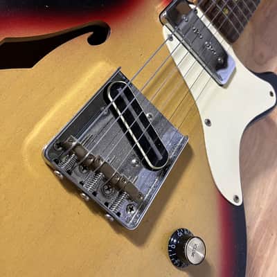 Double Cut LP Telecaster Thinline Sunburst - Nitro Relic Hybrid Guitar + Case image 4