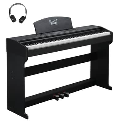 Glarry GDP-209 88-Key Home Fully Weighted Hammer-action Keybed Digital Piano Black with Wood Grain Finish image 1