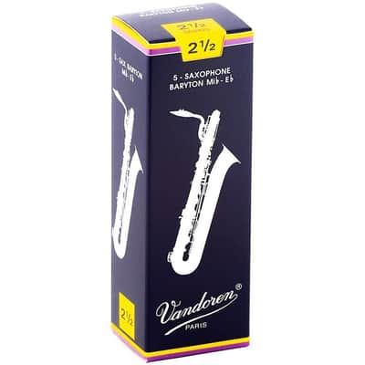 Vandoren SR2425 Baritone Sax Traditional Reeds - Strength 2.5 (Box of 5)
