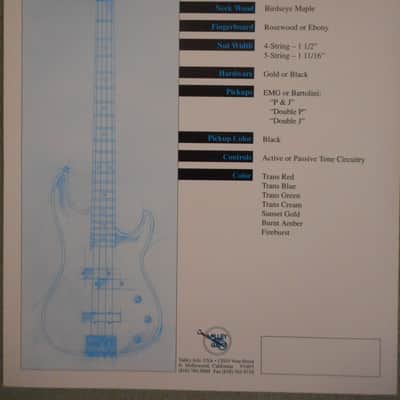 Valley Arts Custom Pro Bass Brochure Early 90's image 2