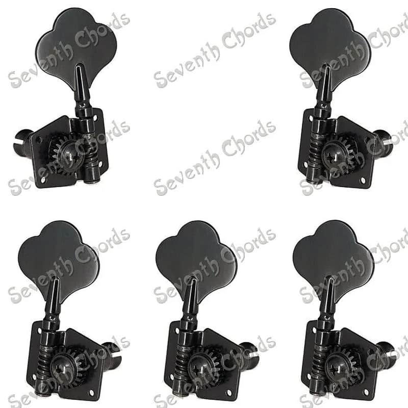 4R+1L Black 5 String Open Gear Bass Tuning Pegs Machine Heads image 1