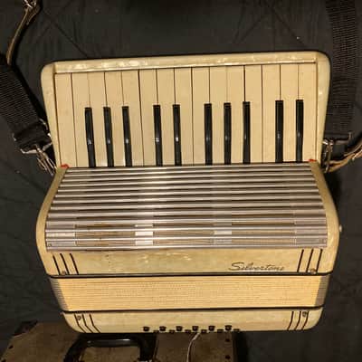 Silvertone Accordion Vintage White Pearl image 1