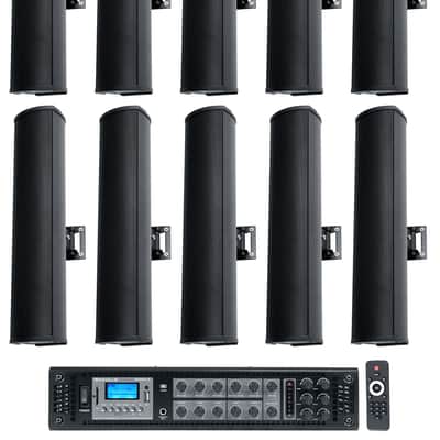 Rockville RCS650-6 70v Commercial Bluetooth Amplifier + (10) Line Array Speakers image 1