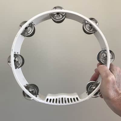 Tambourine or tamborine - 10" X 2" White image 1