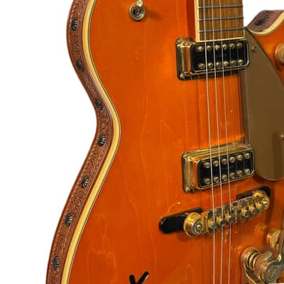 Gretsch Roundup 6121 2006 Orange w/ leather trim & upgraded TV Jones Filtertrons + Extra Bigsby Arm image 6