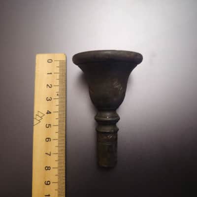 Vintage Mouthpiece Wind Trumpet Bronze 1910s Russian Empire Patina image 7