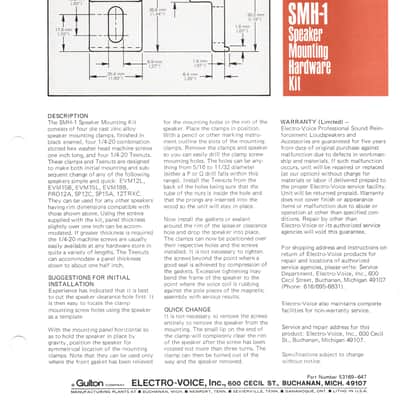 Electro / Voice Model SMH-1 ,Speaker Mounting Hardware Kit (Pair) image 3