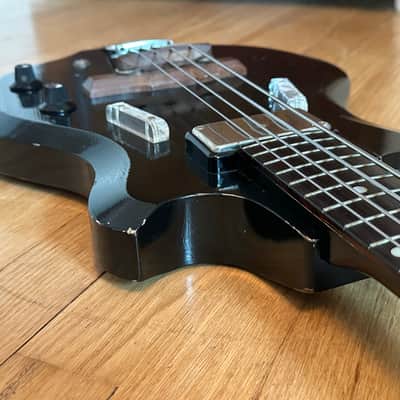 Supro Pocket Bass with Original Case Extra Short Scale Thick Neck 1961 - Black image 4