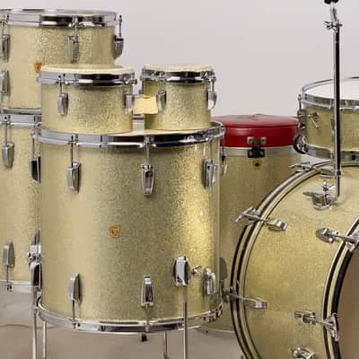 Ludwig Blue Note drum set. VIDEO. Pre serial. COB rims. Full set 12/12/16/18/22/22/5x14/6 & 8” bongos and canister throne image 2
