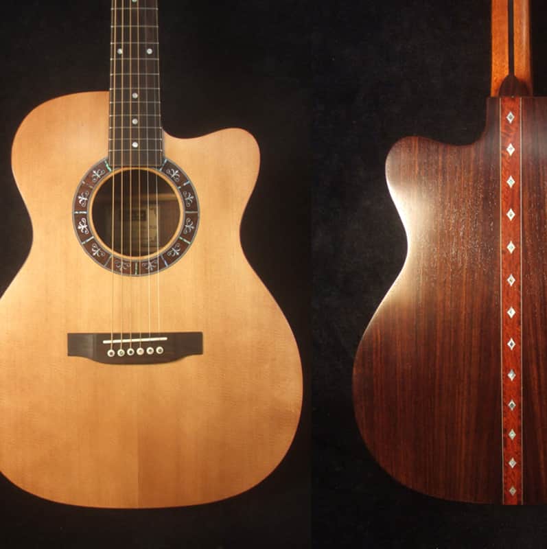 Handmade OM Cutaway Acoustic Guitar, Solid Indian Rosewood, Mop Inlay, Soft-Bag, Bruce Wei (2011) image 1