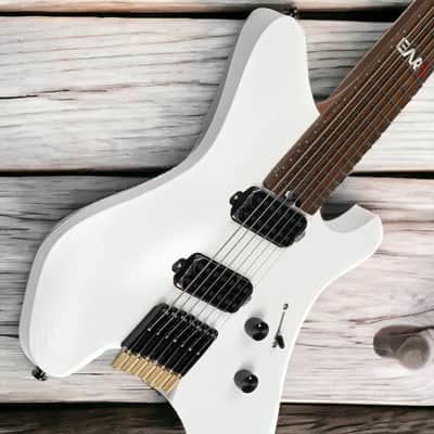 EART GW-7F, 7 String Headless Shape Guitar, Roasted Ash Solid Body, 24F Rounded Ends Jumbo Stainless Steel image 2