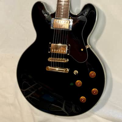 Xaviere PRO930 - Semi Hollow 335 style electric guitar Black with Gold hardware upgraded image 2